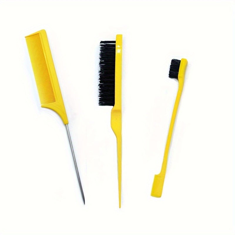 3pcs Hairdressing Tools Hair Styling Comb Set Teasing Hair Brush Rat Tail Comb Edge Brush