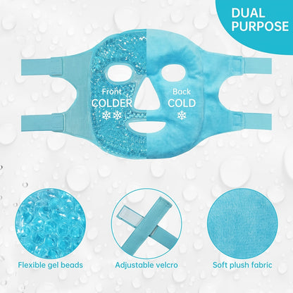 Cooling Face Mask, Cold Face Eye Mask, Gel Beads Hot Heat Cold Compress Pack, Face SPA For Woman Sleeping, Pressure, Headaches, Skin Care