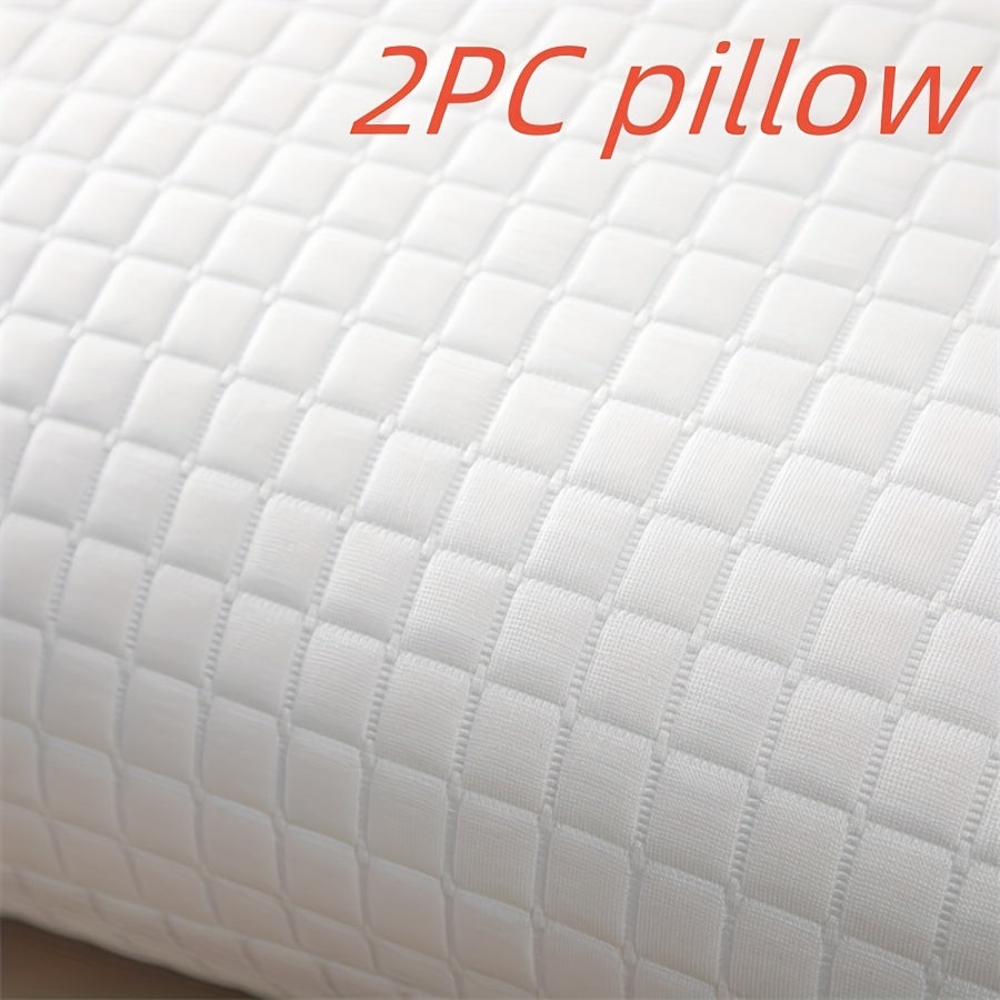 2 Ergonomic Luxury Neck Pillows - Adjustable Cervical Support, Breathing Fabric & Machine Washability for All Sleepers (Side/Back), Hotel-Quality Comfort in Elegant Textured White with Zipper Cover