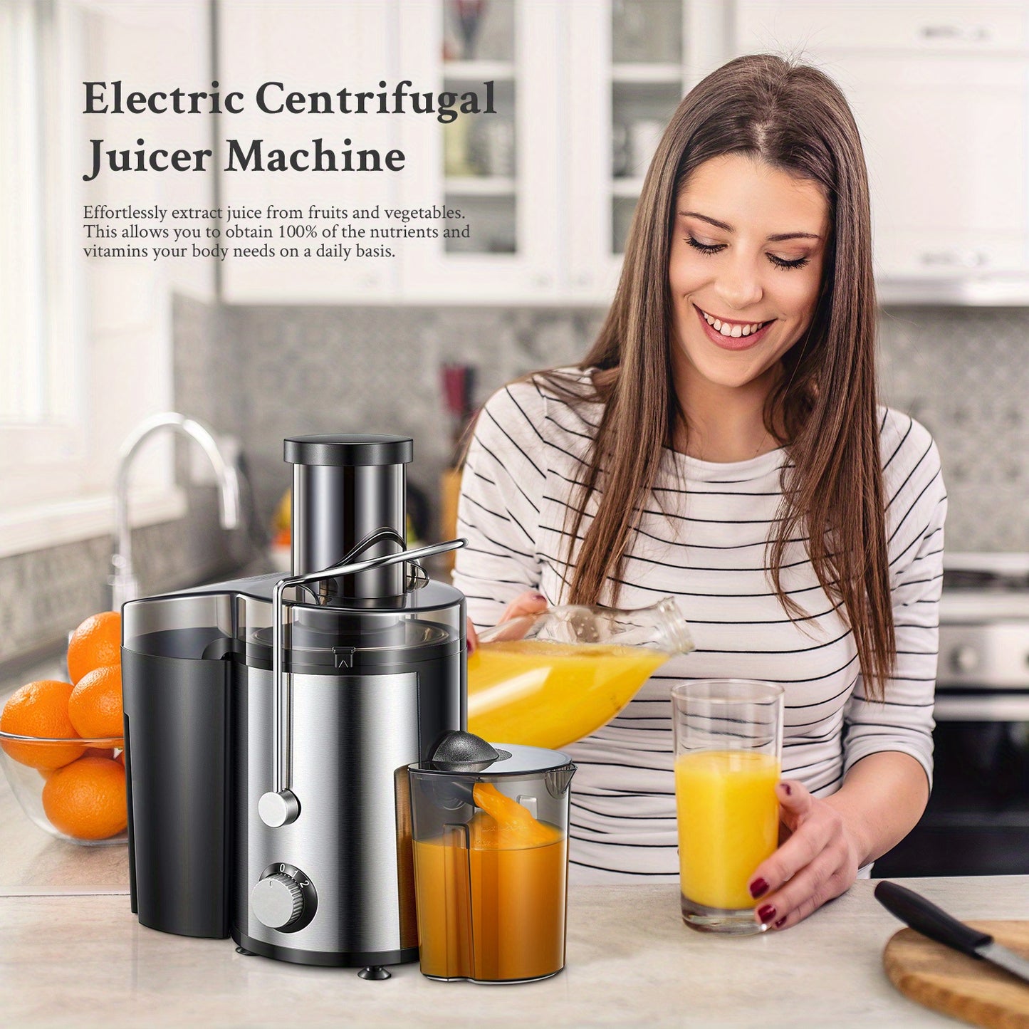 Juicer Machines, 800W Juicer Whole Fruit and Vegetables, Quick Juicing Easy to Clean, 75mm Large Feed Chute, Dual Speed Setting and Non-Slip Feet