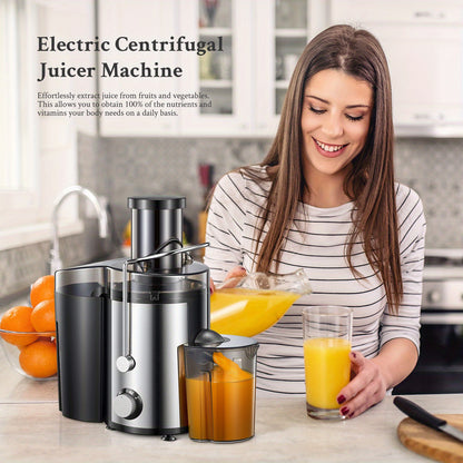 Juicer Machines, 800W Juicer Whole Fruit and Vegetables, Quick Juicing Easy to Clean, 75mm Large Feed Chute, Dual Speed Setting and Non-Slip Feet