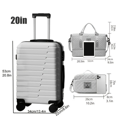 3pcs Set 20inch Travel Suitcase +Travel Bags+Toilet bag New Model Luggage Bag Durable and Suitcases Carry on Luggage, Luggage for Travel, Luggage Set, Luggage for Women, Luggage Set for Women, Expandable Carrier Set, Travel S