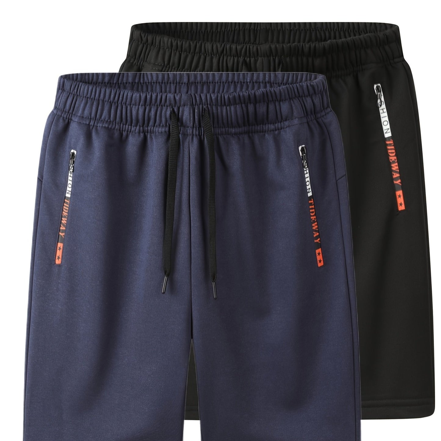 2pcs Men's Casual Outdoor Shorts - Summer Men's Casual Shorts with Zipper Pockets, Minimalist Multi-Pocket Design for Daily Wear, Running, Fitness & Travel, 100% Polyester Knit Fabric, Drawstring Waistband, Machine Washable,