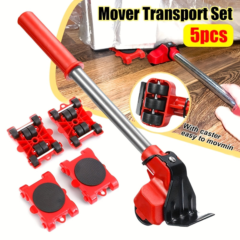 5pcs Heavy-Duty Moving Kit, Furniture Lifters, Furniture Slide Tracks, Furniture Mover Wheels Tool, Heavy Duty Moving Tools, Castor Base for Large Items, Easy Redesign and Rearrange Living Space Sofa