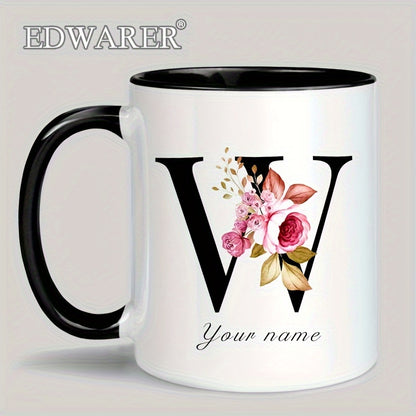 1pc A-Z Letter Custom Personalized Coffee Mug, Water Cup, Photo Text Ceramic Mug 11oz, Graduation Appreciation Thank You Holiday Birthday Gifts, Valentine's Day, Christmas, Birthday, Anniversary Mug Gift, Drinkware For Restau