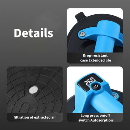 Battery Suction Lifter with Digital Display, Electric Vacuum Suction Cup, Tile Lifter, Double-Layer Rubber 200kg Safe Load, for Tiles Glass Marble Aquarium