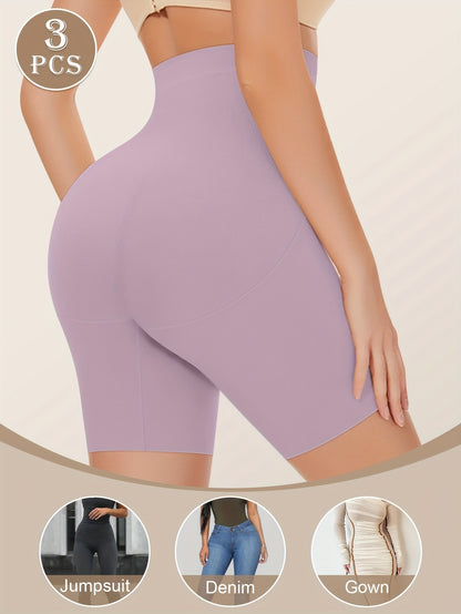 3pcs High-Waisted Tummy Control Women's Underwear, Boxer Briefs, Safety Pants with Mesh Breathable Lace Trim for Summer and Leg Shaping, Seamless Tummy Control Underwear, High Waist Panty, Panties for Women Plus Size, High Wa