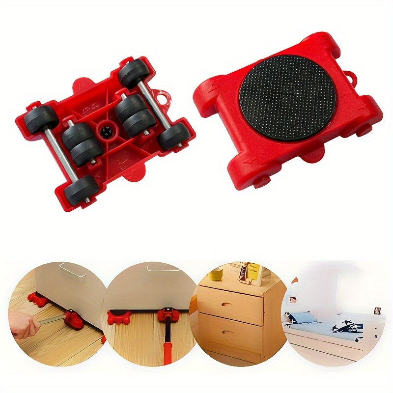 Eight-piece Furniture Moving Tool Set - 158.76 KG Load Capacity - Heavy-duty Steel Furniture Moving Tools, Easy Relocation and Moving Solutions - No Electricity Required, Durable and Reliable 360-degree Movement Tool for Home