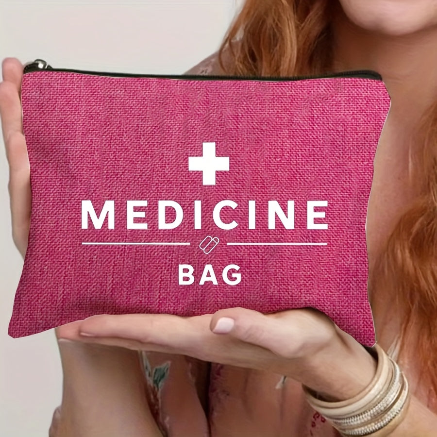Women'S Makeup Organizer Bag - Zippered Cosmetic Case with Medicine-like design, Lightweight Travel Toiletry Bag for Women, Makeup Brushes, Lipsticks, Essentials - Perfect Gift for Nurses, Teachers, Travelers - Elegant Pink M