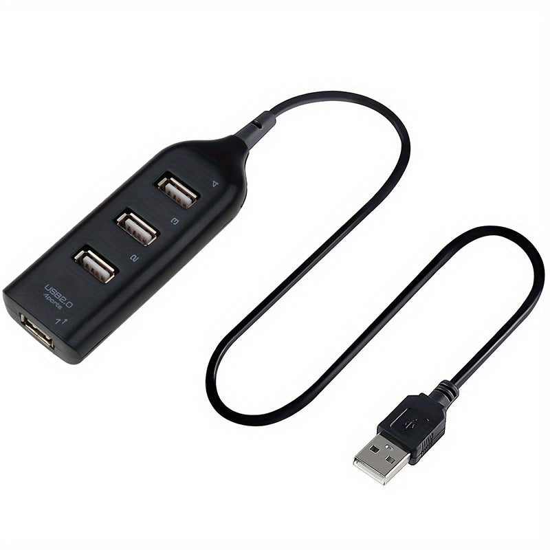 Hub USB de alta velocidade com 4 portas USB 2.0, cabo incluído, mini divisor USB, compatível com adaptadores de corrente e múltiplas tomadas para PC, portátil e notebook.