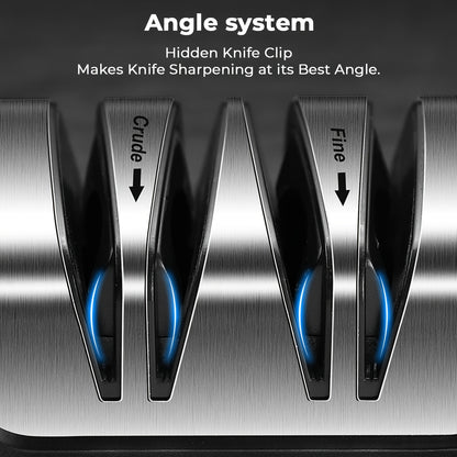 Knife Sharpener, Professional 2-Stages Electric Knife Sharpeners for 20-Degree Straight Edge, Knife Sharpener for Kitchen Knives with Sharpening and Polishing, Black