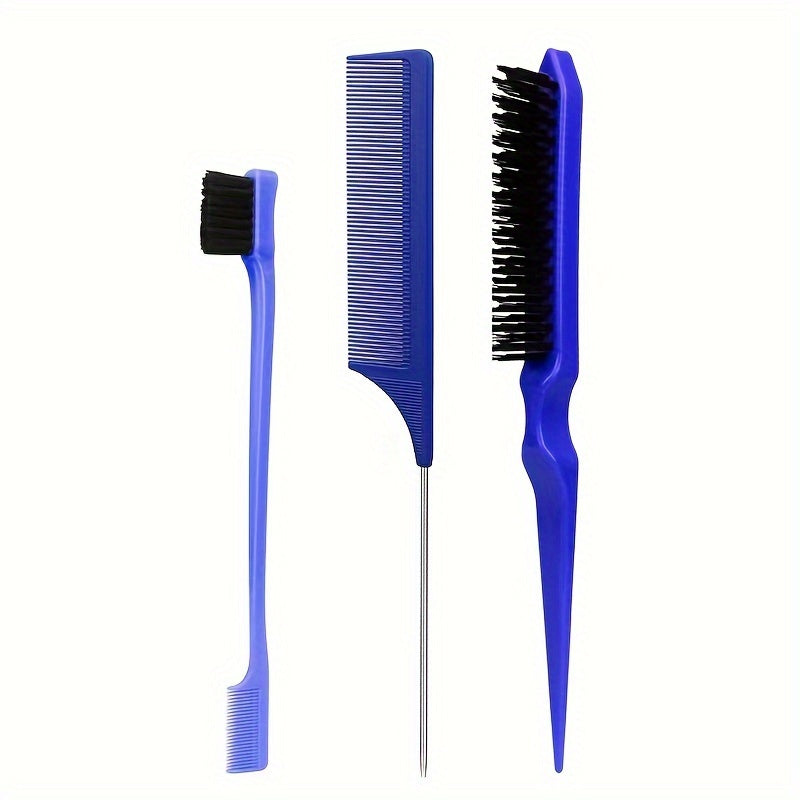 3pcs Hairdressing Tools Hair Styling Comb Set Teasing Hair Brush Rat Tail Comb Edge Brush