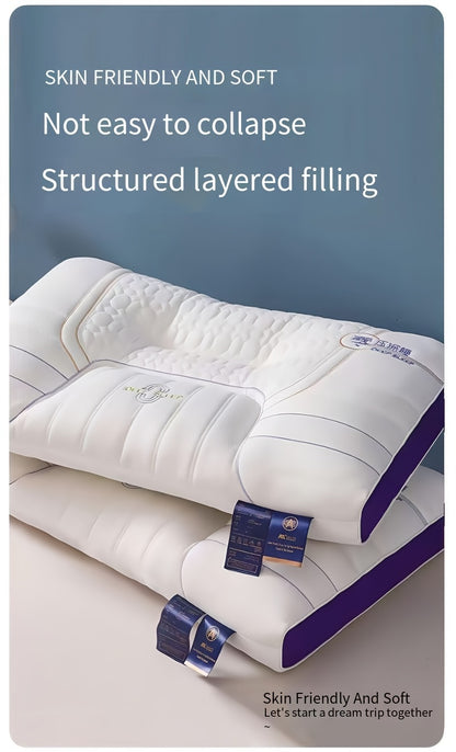 1pc Zero Pressure Deep Sleep Neck Pillow - 4-Level Ergonomic Cervical Pillow with Anti-Hunchback Design, Soft & Firm Support for Side/Back/Stomach Sleepers, Non-Collapsing Core, 8-Hour Comfort, Hand Washable, Ideal for Home U