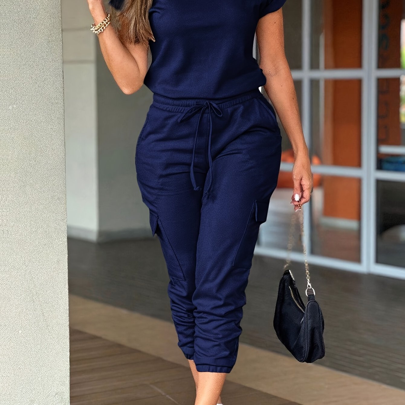 European and American Short Sleeve Jumpsuit