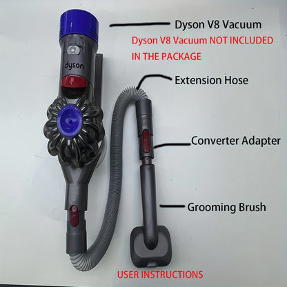 Groom Tool Kit For Dyson Vacuums, Pet Dog Brush Hair Vacuum Attachment For Dyson V7/8/10/11/15, Suitable For Long Or Medium Haired Dogs, Vacuum-Assisted Dog Groomer & Self-Cleaning Mess-free Grooming