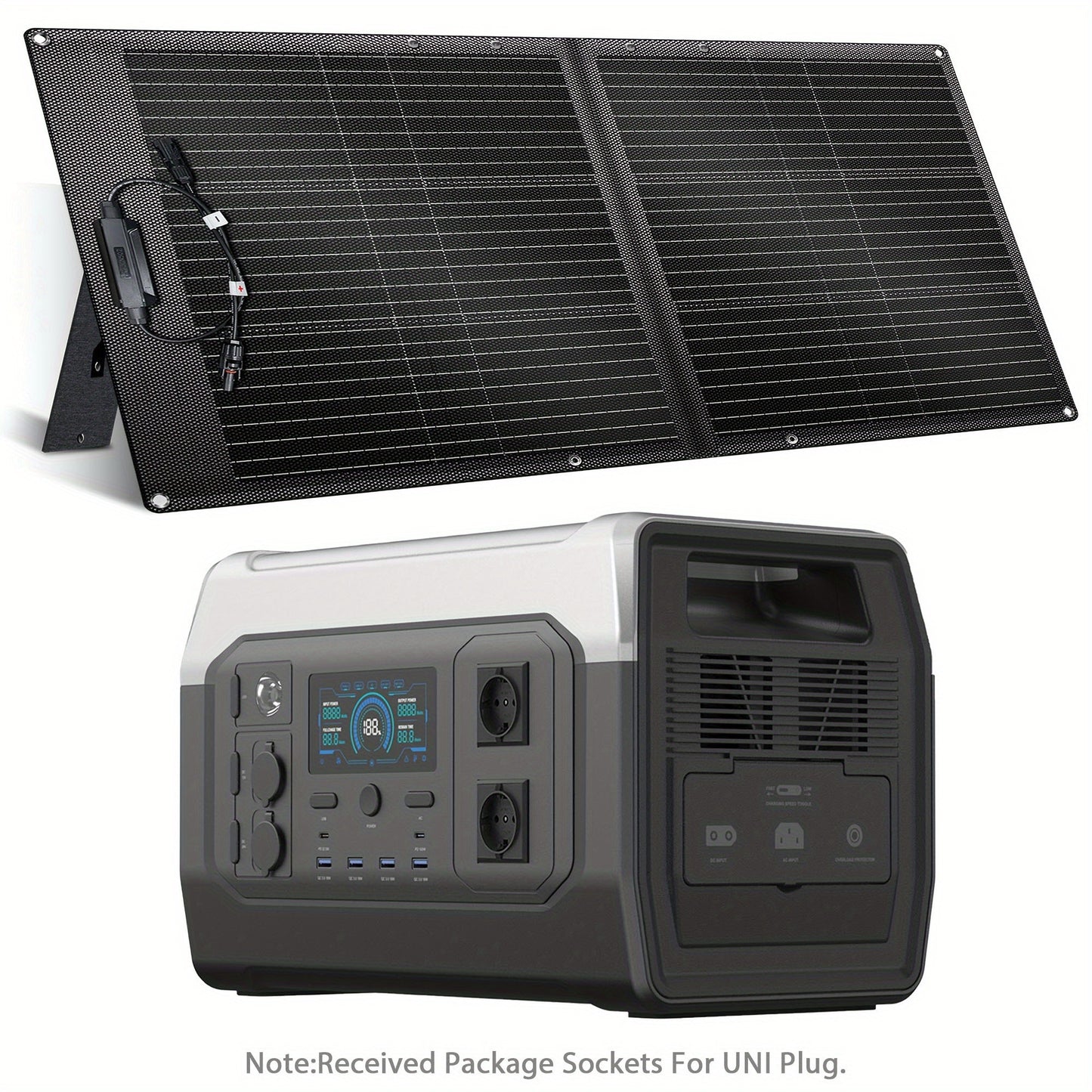 CTOLITY XP1000 Solar Generator 1024Wh LiFePO4 Portable Power Station - 1800W 2x AC Outlets, 100W Solar Panel, 1H Fast Charge, 3000+ Cycles for Camping, RV, Home Backup, Solar Power Bank Portable Charger