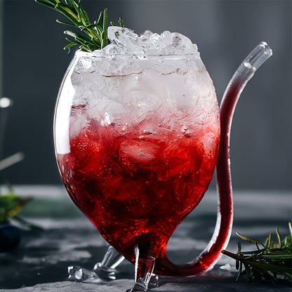 1pc Wine Glass, Creative Glass Cup, Wine Decanter Glass Mug With Built-in Straw For Juice, Ice Cream, Champagne, Party Supplies, Drinkware For Restaurants, Cafes, Bars