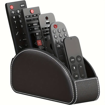 1pc Faux Leather Remote Control Holder - a Desktop Storage Box with 5 Compartments, Suitable for Organizing And Decorating Your Desk, Ideal for TV Remotes/Media Controllers/Office Supplies, a Home Open Storage Box, And a Hous