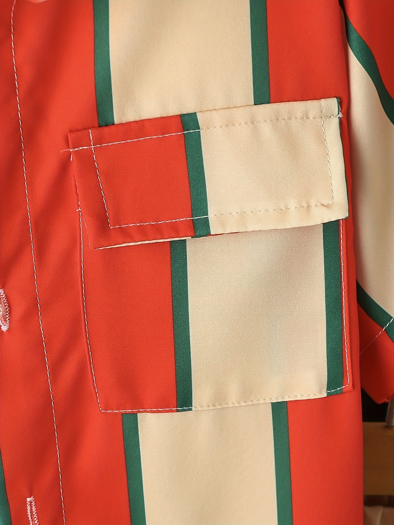 2pcs Boys Teen Casual Striped Short Sleeve Shirt & Pocket Side Shorts Set Clothes For Summer