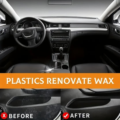 Car Interior Wax, Leather Care Cream, Dashboard Polish, Seat Cushion Renovator, Enhances Plastic & Leather Repair, Anti-Aging & Whitening, for Wood-Plastic Composite, Auto Maintenance & Interior Decor Care Product, Plastic Pa