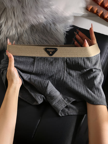 4pcs Men's Cotton Boxer Briefs - Breathable Soft Underwear with Elastic Waistband & Geometric Pattern, Multi-Color (Beige/Navy/Dark Grey/Light Brown) - Plus Size Youth & Adult Casual & Running Shorts - Machine Washable Light