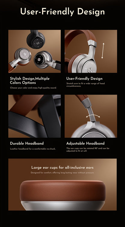 Picun Over-Ear Wireless Headphones, Wireless 5.3 with Low Latency Mode, Dual Composite Drivers for Hi-Fi Sound, 60H Playtime & Real-Time Battery Display, Wired/Wireless Dual Mode, Adjustable Head