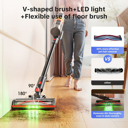 Lubluelu 46000PA Stick Vacuum Cleaner With Self-Empty Station Base, Cordless Vacuum Cleaner With Anti-Tangle Brush And Upgraded Green Light, Wireless Vacuum For Home Pet Hair, Carpet, Hard Floor - X1000