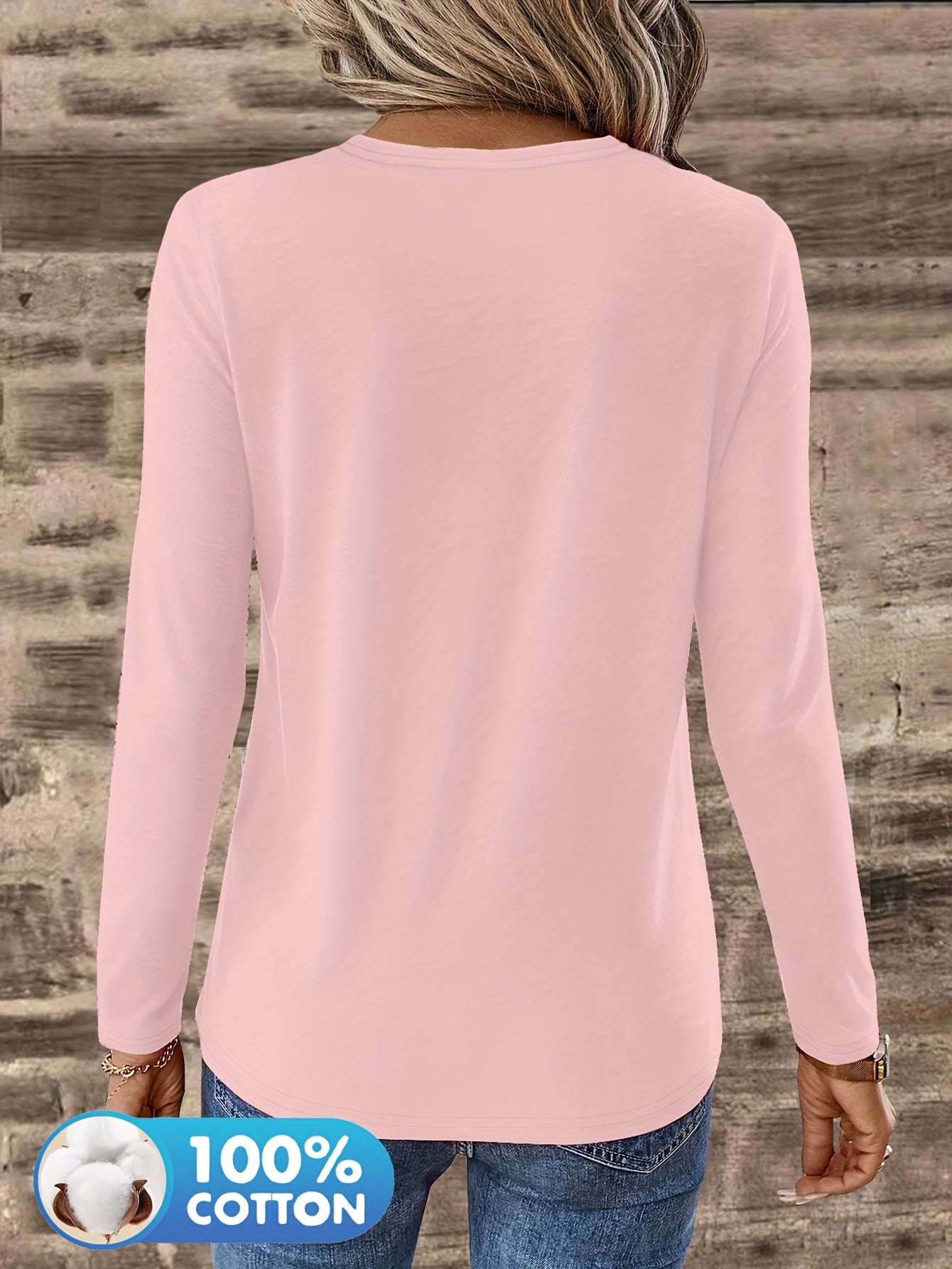 3pcs Women'S 100% V-Neck Long Sleeve T-Shirts - Soft, Durable, and Comfortable Casual Wear for All Seasons, Perfect for Holidays, Graduations, and Everyday Style, Everyday Comfort Wear | Minimalist Style | Soft Fabric Tee