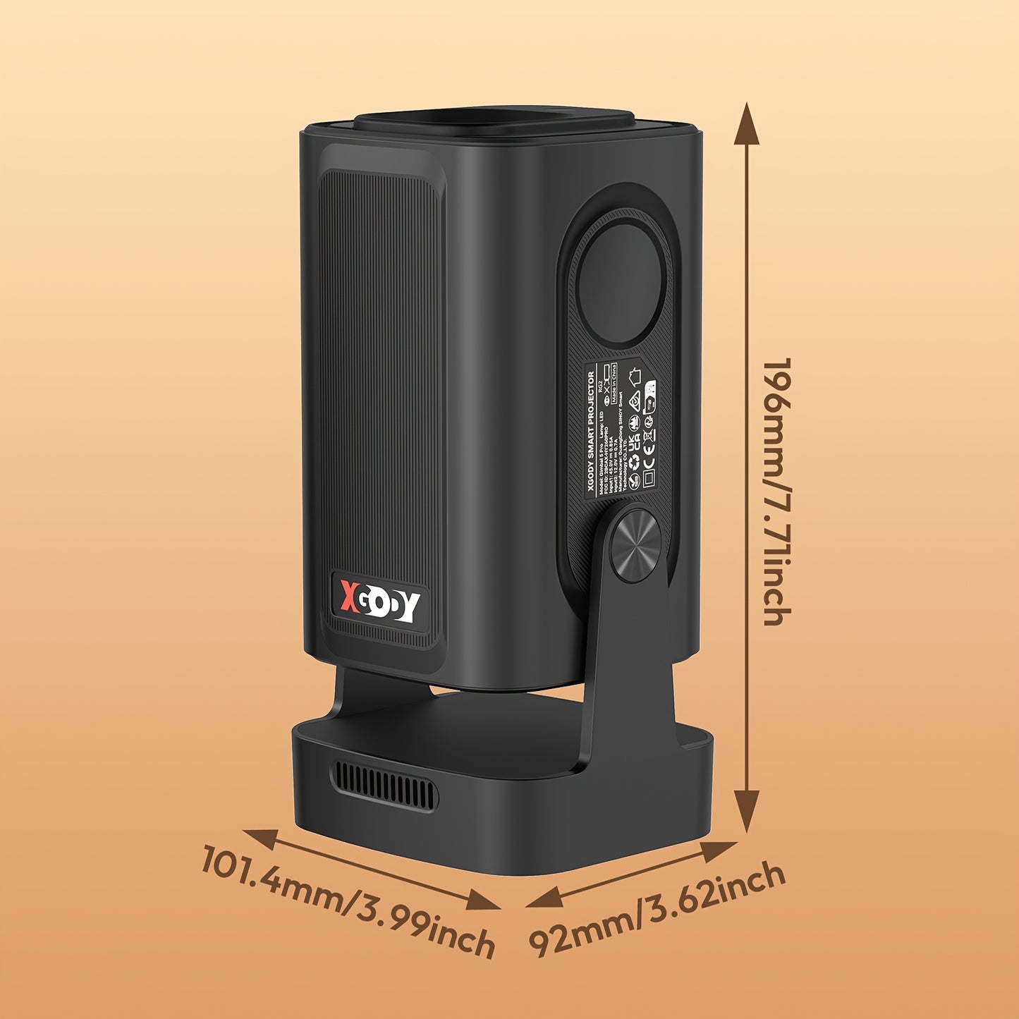 XGODY Gimbal 5 Pro Smart Beamer Black Projector, 350ANSI Brightness Native 1920*1080 Full HD 1080P Support 4K with Remote Control 100-50% Size Zoom And 180° Free Rotation Built-in Android 11.0 System WiFi 6 & Wireless BT 5.4