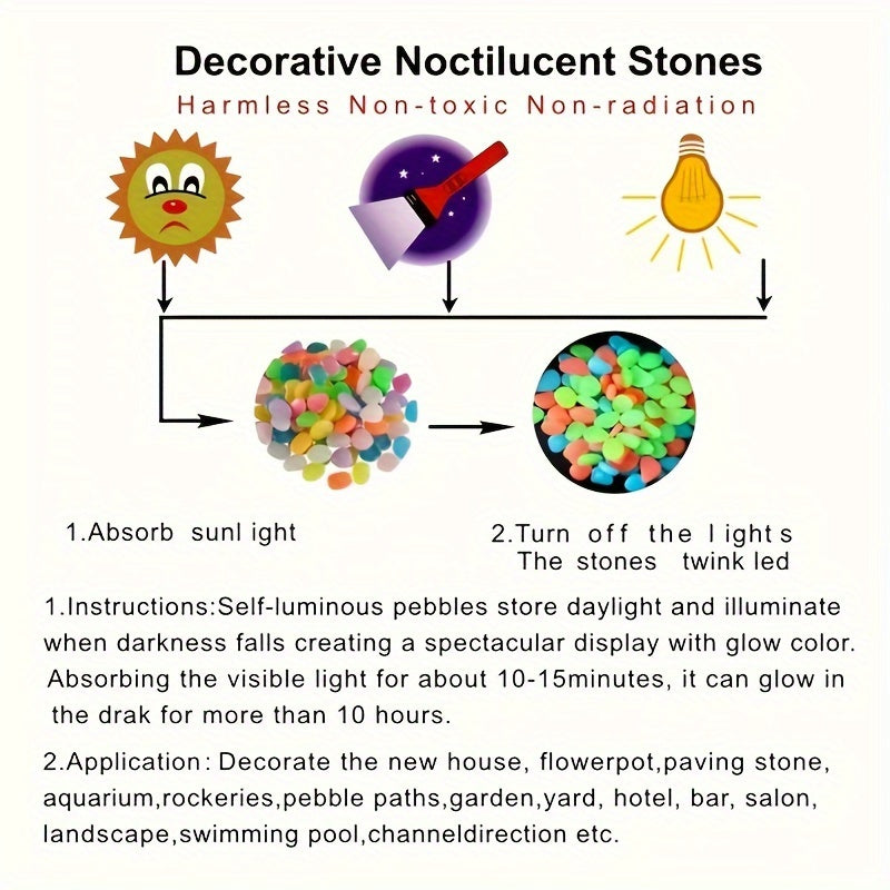 100pcs/500pcs Outdoor Luminous Miniature Pebbles, Garden Potted Mini Garden Accessories, Garden Decoration, Garden Supplies, Wedding Party Decoration, Festival Supplies, Garden Aquarium Dark Glow-in-the Dark Luminous Stone! (