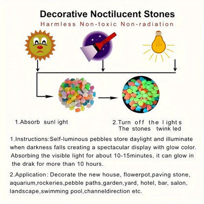 100pcs/500pcs Outdoor Luminous Miniature Pebbles, Garden Potted Mini Garden Accessories, Garden Decoration, Garden Supplies, Wedding Party Decoration, Festival Supplies, Garden Aquarium Dark Glow-in-the Dark Luminous Stone! (