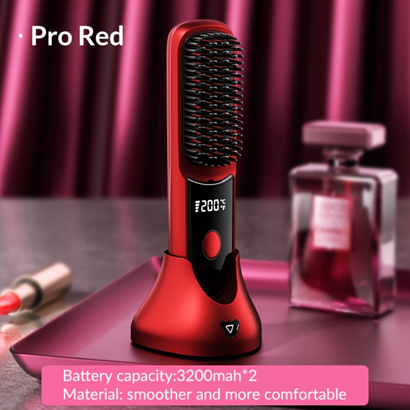 New USB-C Rechargeable Straightener, Fast & Seat Charging Modes, 20S Quick Heat, 3-Speed Temperature Control, Anti-Scald Design, 2600mAh/3200mAh Battery, 3D Tooth Comb, Ceramic Hair Protection Layer, LCD Display, Wireless Por
