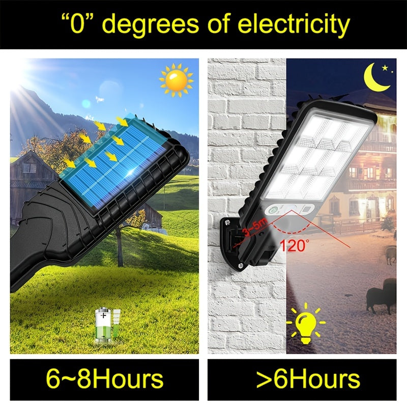 1pc 2200W Outdoor Solar Street Light Human Body Induction Garden Light with Remote Control LED Wall Light Waterproof Garden Light