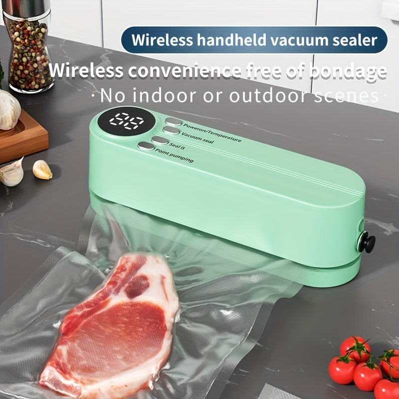 Compact USB Rechargeable Vacuum Sealer Kit with Digital Display - Quick Seal, Includes Pump and Airtight Bags, Perfect for Food Preservation, Snacks, Meats, Fruits, Vegetables - Space-Saving Design, 36V, Food Vacuum Sealer
