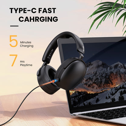 SuperEQ A200 Wireless Wireless 5.4 Headphones Hybrid Active Noise Canceling Over Ear Headset Hi-Res Audio 6-Mic AI ENC 100hrs Playtime APP Control