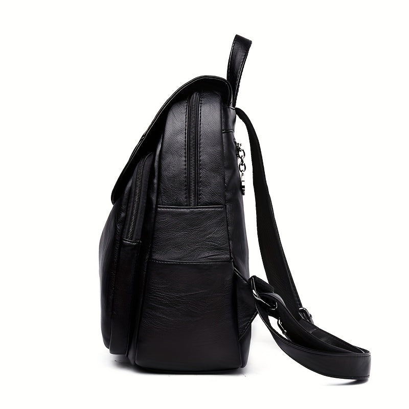 1pc Stylish Soft Women’s Backpack - Large Capacity, Lightweight with Adjustable Straps, Black, Perfect for Daily Commute & Student Use, Travel Backpack