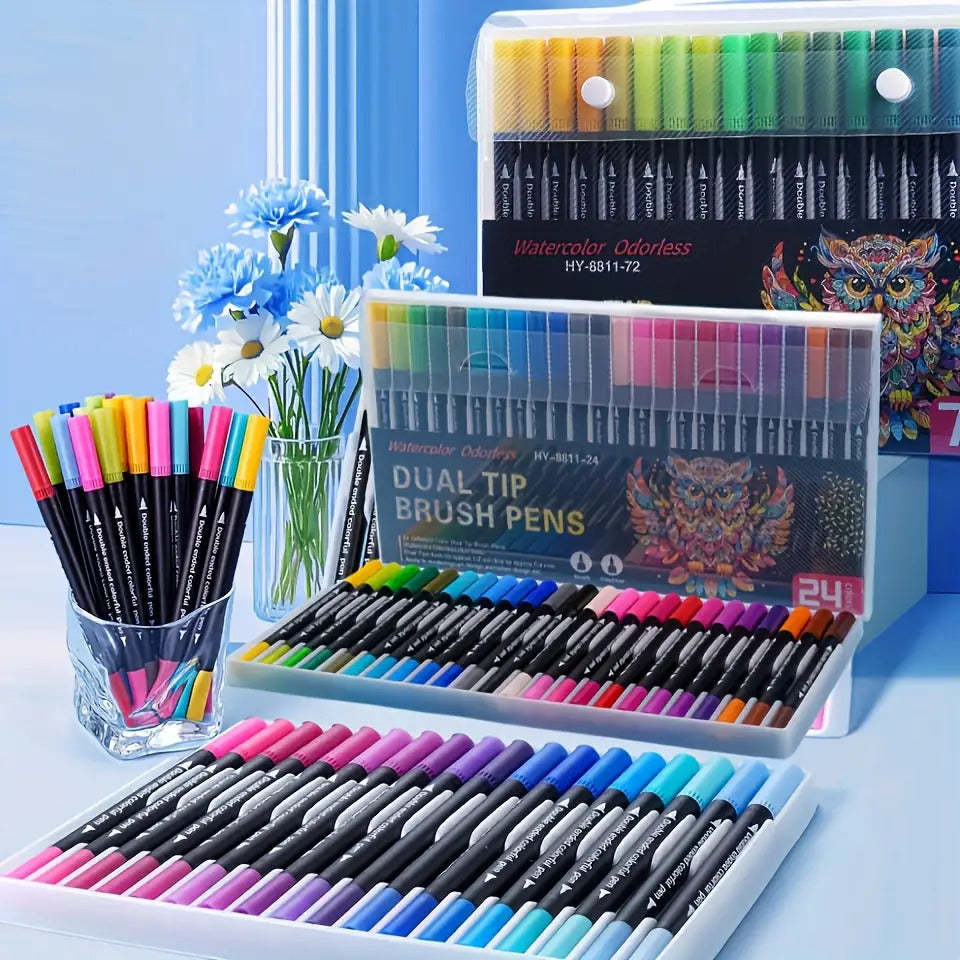 Double-Ended Marker, Watercolor Painting Pen, Art Special Line Drawing Set, Doodle Pen Christmas Halloween Easter Gift