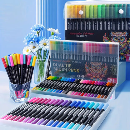 Double-Ended Marker, Watercolor Painting Pen, Art Special Line Drawing Set, Doodle Pen Christmas Halloween Easter Gift