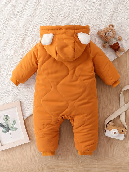Infant Hooded Thick Romper Long Sleeve Zipper Thermal Jumpsuit, Babies & Kids Coat