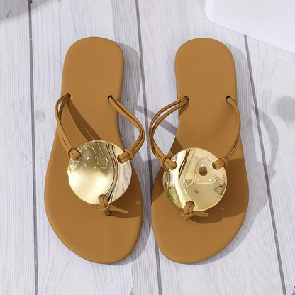 Women'S Black & Golden Flip-Flops - Stylish Summer Beach Slides with Crisscross Straps, Synthetic Cover Upper & Rubber Sole, Comfortable Flat Heel for Casual Wear, Beach Shoes, Indoor Footwear, Crisscross Strap Design, Durabl