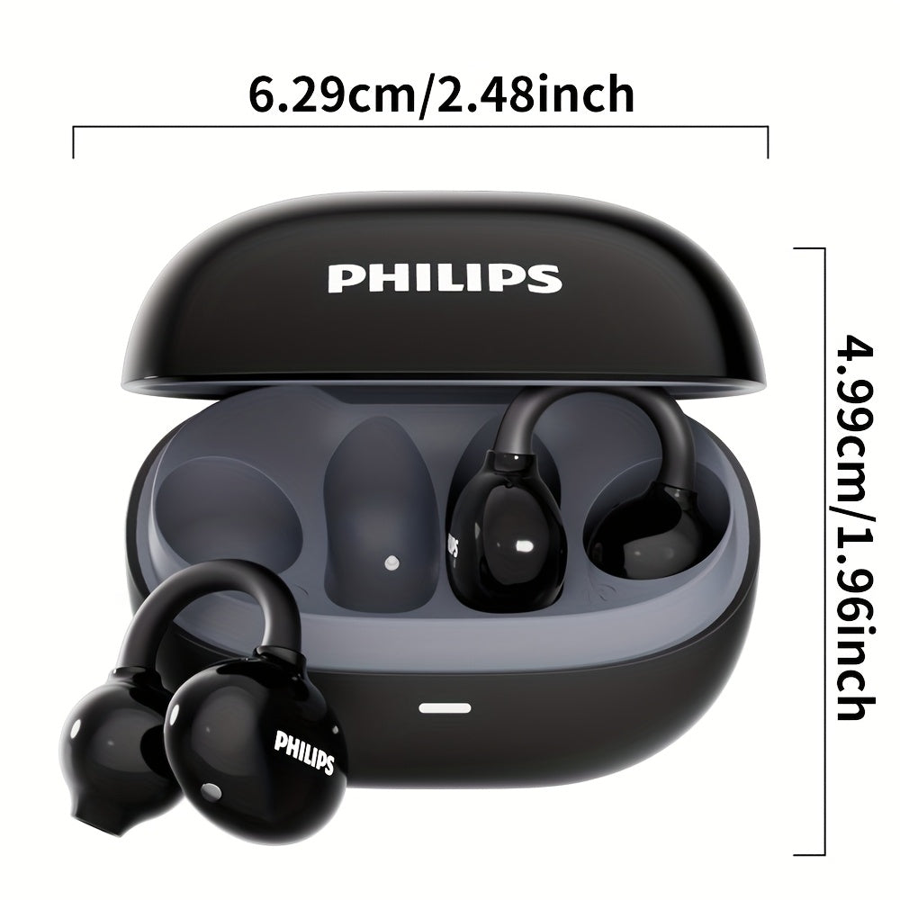 New Philips BT5.4 Earphones Wireless Sport Headphone Earbuds Touch Controlg Earclip Air Conduction Open Ear HiFi Sound 18 Hours Battery Life-TAT3469