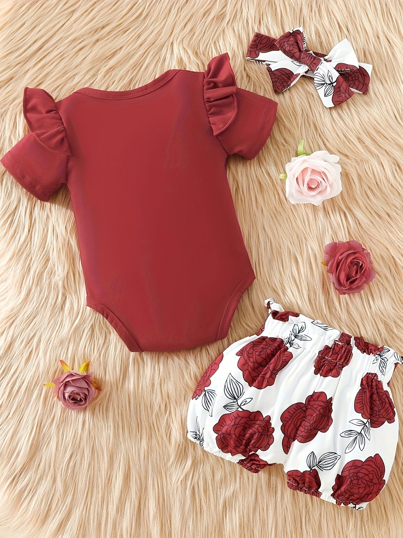 3pcs Short Sleeve & Shorts Set for Newborns - "I'm Daddy's Girl" Letter Print Pants and Headband, Mommy's World Alphabet Kids' Outfit, Perfect for Outdoor