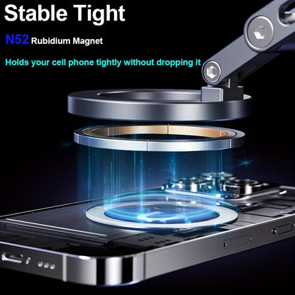 Desiontal X53 Suction Cup Phone Holder, Car Vacuum Magnetic Mount, 360° Metal Stand with Adjustable Directional, Strong Magnetic Force, Compact and Convenient Bracket