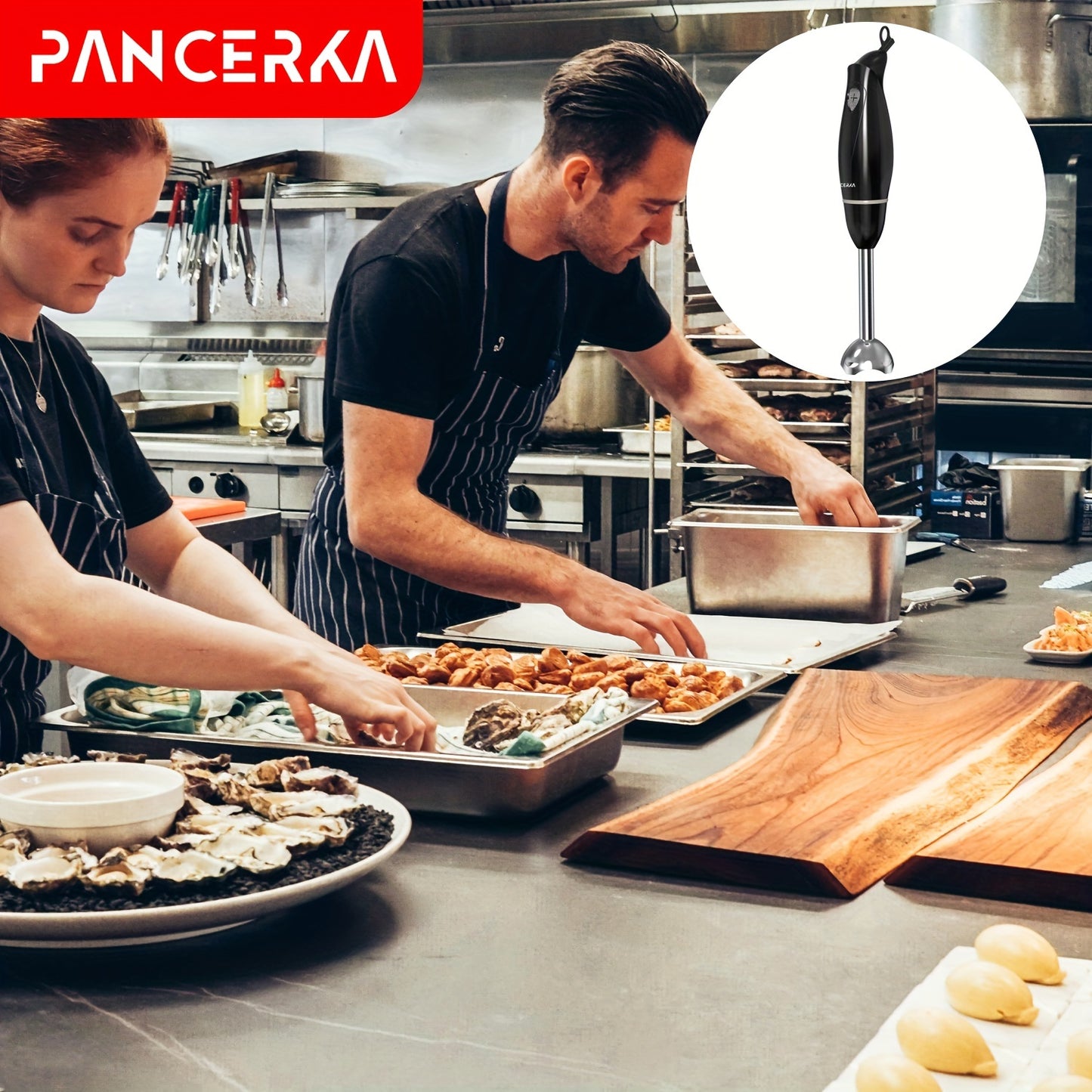 PANCERKA 1 Set PANCERKA 100 Watt Immersion Multi-Purpose Hand Blender with a Heavy-Duty Copper Motor, Brushed 304 Stainless Steel, And Attachments for Whisking And Frothing Milk, Featuring Stainless Steel Blades Suitable for