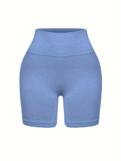 4pcs Seamless High Stretch Women'S Yoga Set - Solid Color Knit Athletic Outfit with Crop Top, Wide Waistband Leggings, Shorts, and Sports Bra for Running, Fitness - All Seasons, Round Neck, Nylon