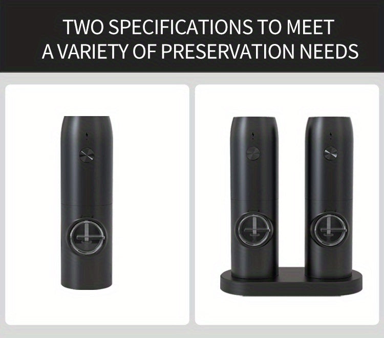 1pc/2pcs Option, Rechargeable Electric Salt And Pepper Grinder, Automatic Salt And Pepper Grinder with LED Light, Adjustable Coarseness, Large Capacity, Suitable for Home Kitchen Barbecue, Restaurant, Outdoor, Wedding Gift