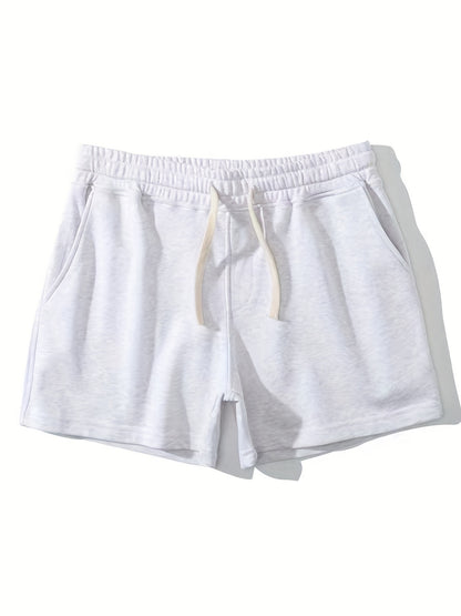 Slim Fit Comfy Active Shorts, Men's Casual Slant Pocket Stretch Waist Drawstring Shorts For Summer Basketball Running