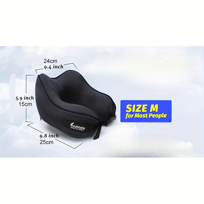 Travel Pillow- Neck Pillow Airplane, Size L for People Over 190, Unique Neck and Head Back Support Travel Pillow for Traveling Sleeping Airplanes, Filling, Black