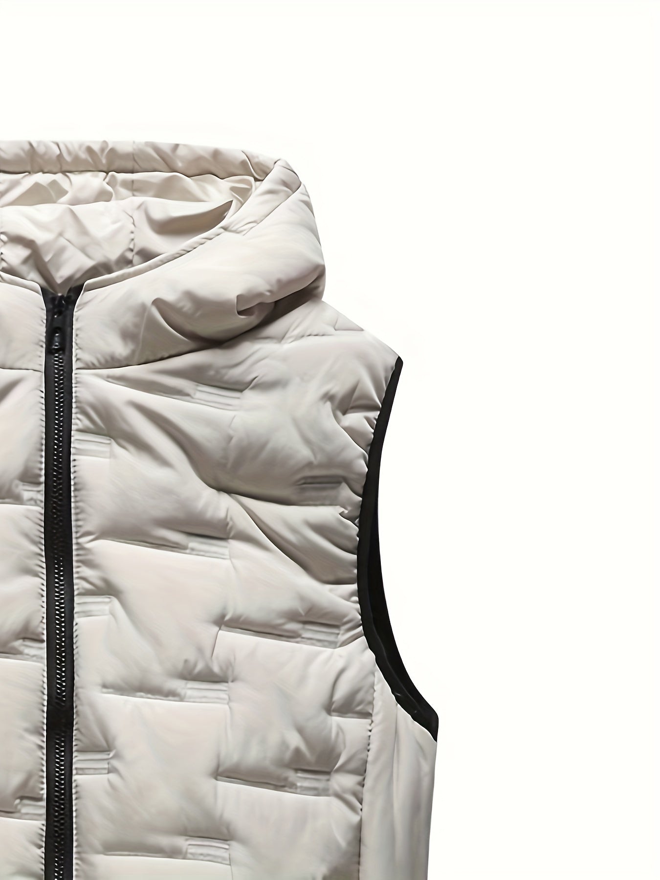 Colete térmico com capuz para homem moderno para o outono/inverno, estilo casaco casual sem mangas.