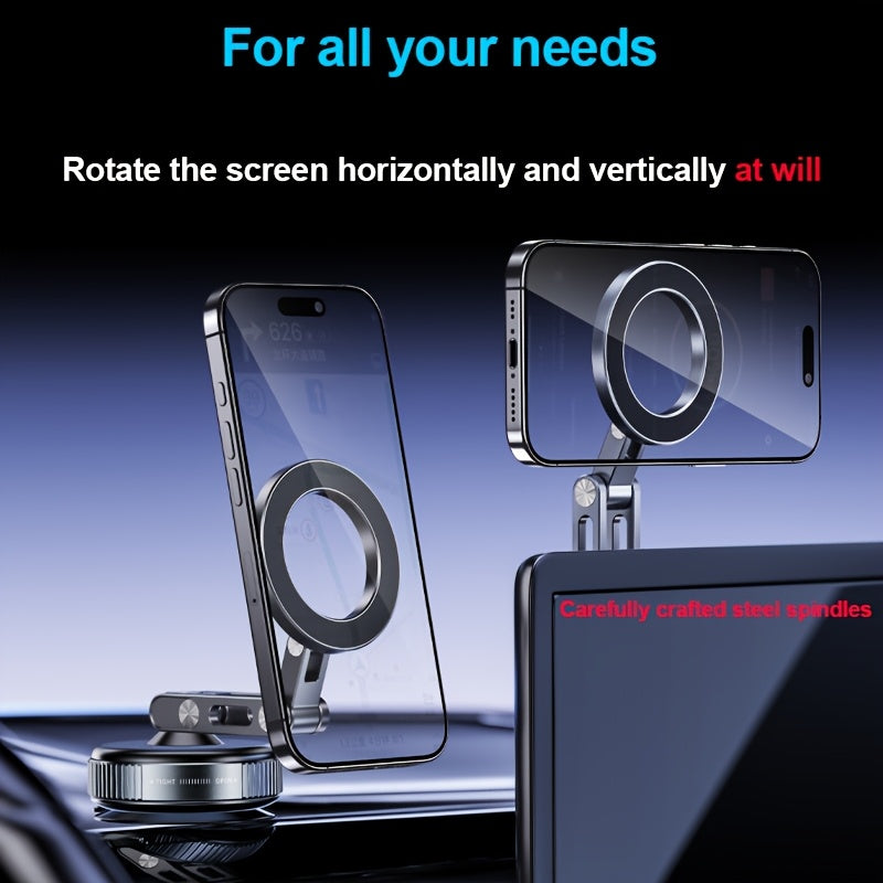 Desiontal X53 Suction Cup Phone Holder, Car Vacuum Magnetic Mount, 360° Metal Stand with Adjustable Directional, Strong Magnetic Force, Compact and Convenient Bracket